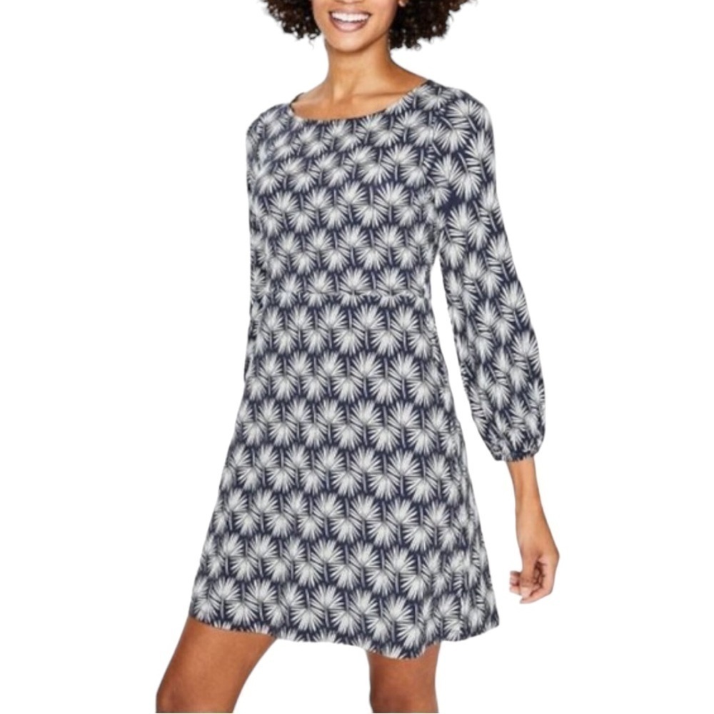 Boden Lucie Stretch Jersey Tunic Balloon Sleeve Palm Print Dress | S4